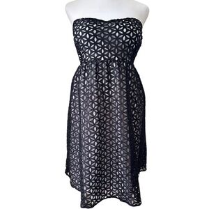 Motherhood Maternity Black Geometric Lace Knee Length Strapless‎ Dress Size M